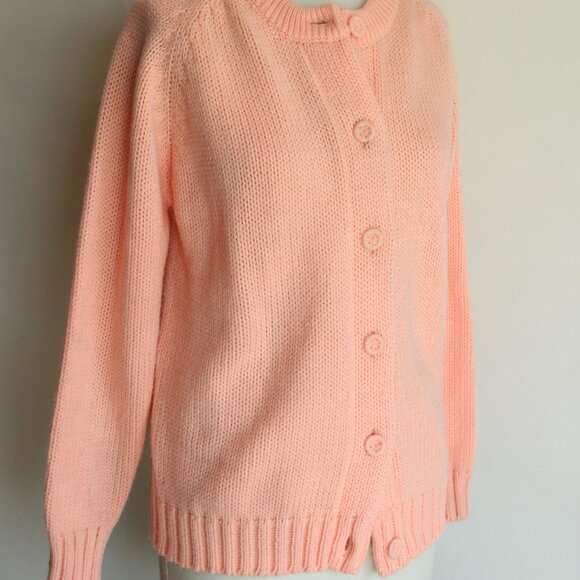 Vintage 1960s Sweater, Full Fashioned Orange Knit Cardigan - Picture 5 of 10